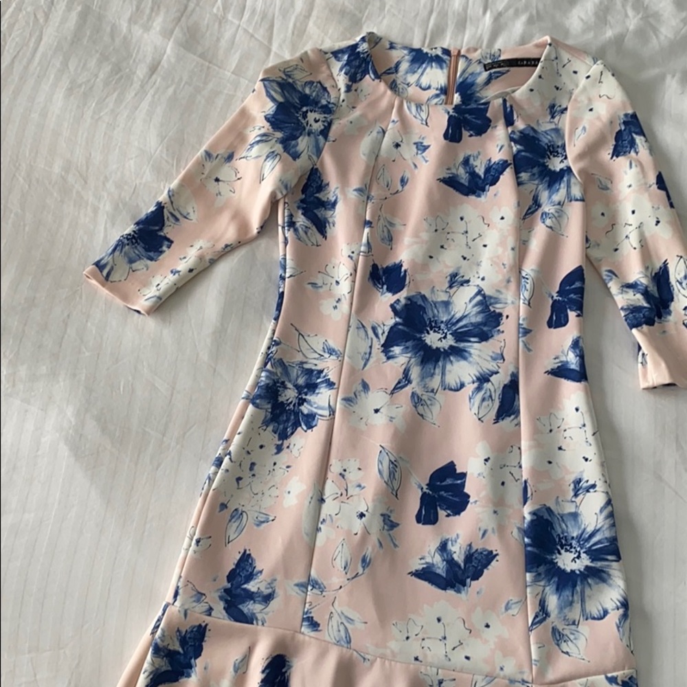 Pink mini dress with blue flowers!!